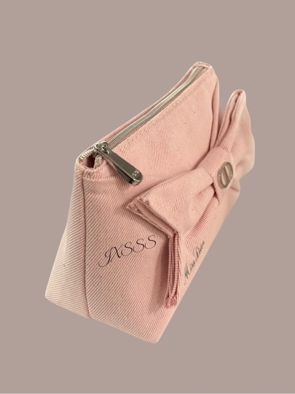 Light-Pink Dior Beauty (Miss Dior) Bow-Embroidered Cosmetic-Makeup Bag - Picture 8 of 15